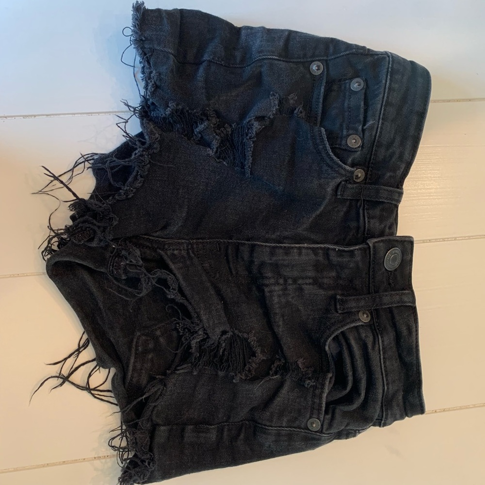 black jean shorts